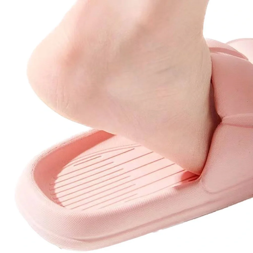 Pink Pillow Textured Single Band Slides Pool Shower Platform Shoes - Picture 4 of 5